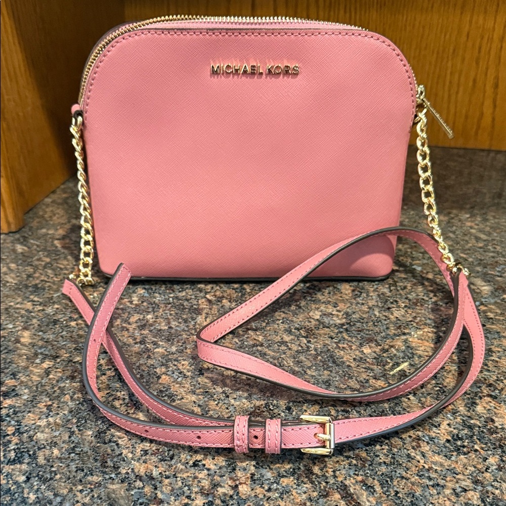 Michael Kors Blush Crossbody Bag with Gold Chain